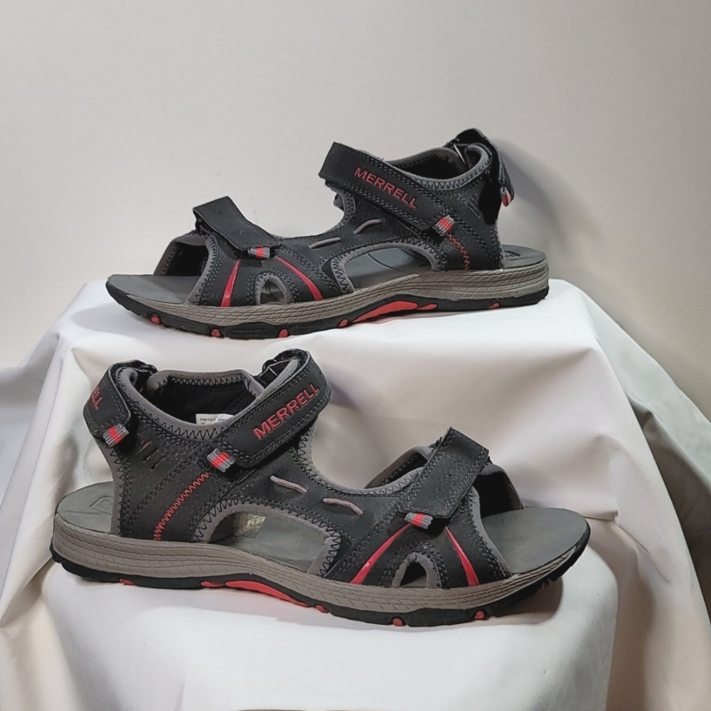 Merrell Panther Athletic Water Sandal, Black, Red & Grey, Kids 7, Women's 8.5